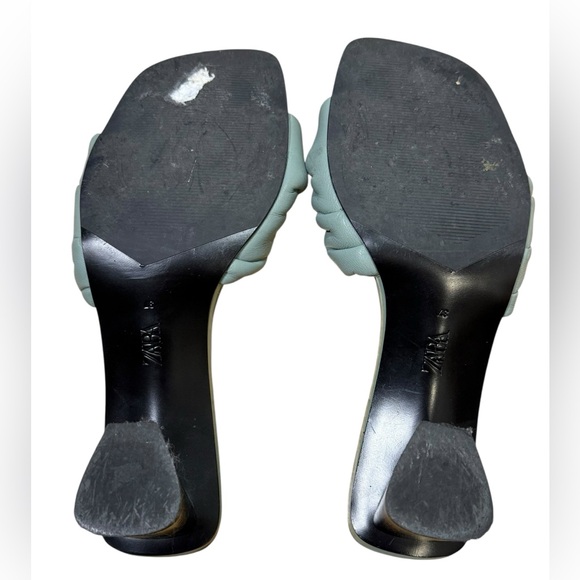 Zara Knotted Leather Heeled Sandals in Seafoam Green Size 6.5 - Picture 6 of 9